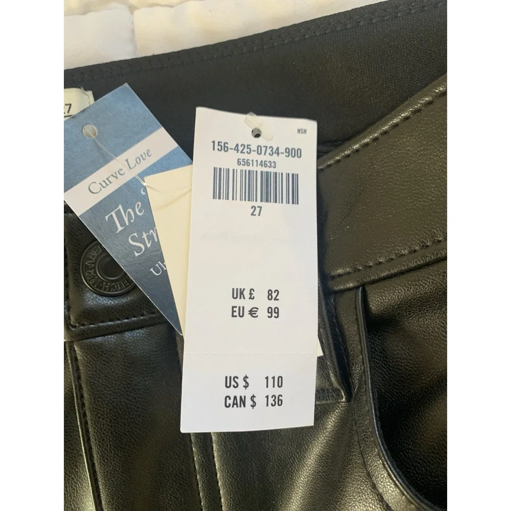 Abercrombie Fitch  Straight Ultra High Rise Curve Love 27 /4 Vegan Leather New - Picture 4 of 8